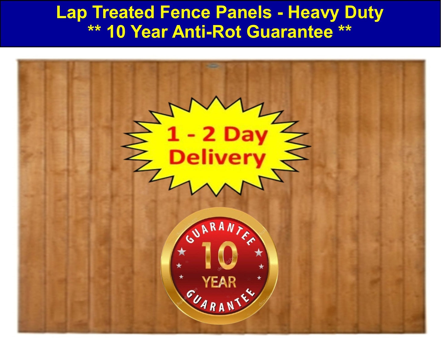 6ft x 4ft - Closeboard 10 Year Guarantee Fence Panel Heavy Duty Treated - (1.83m x 1.22m) I The Builders Merchant Group Ltd
