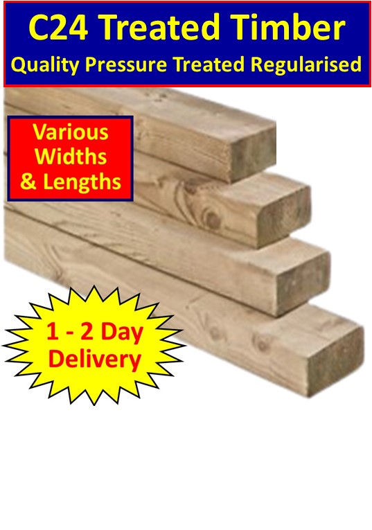 100 x 47mm (4" x 2") Sawn Pressure Treated Regularised Timber - 3.6m I The Builders Merchant Group Ltd