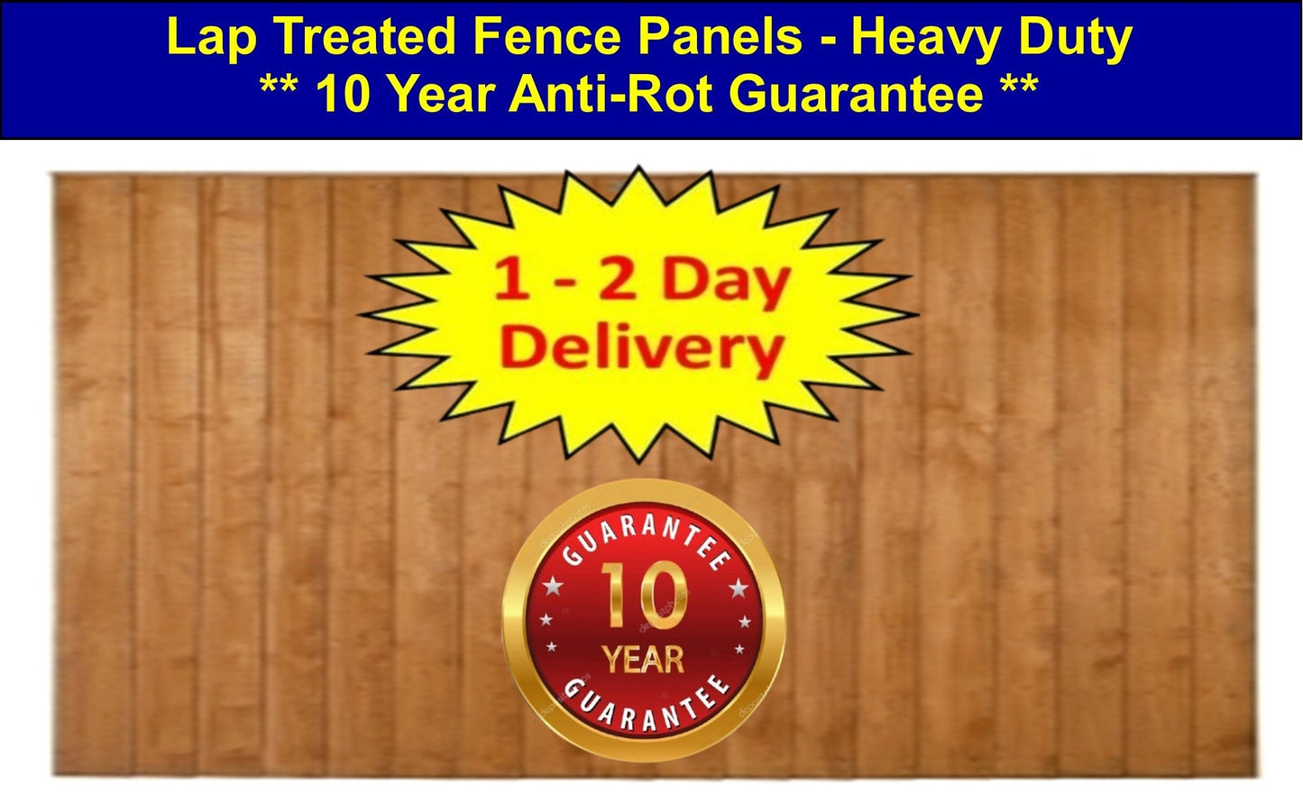 6ft x 3ft - Closeboard 10 Year Guarantee Fence Panel Heavy Duty Treated - (1.83m x 0.91m) I The Builders Merchant Group Ltd