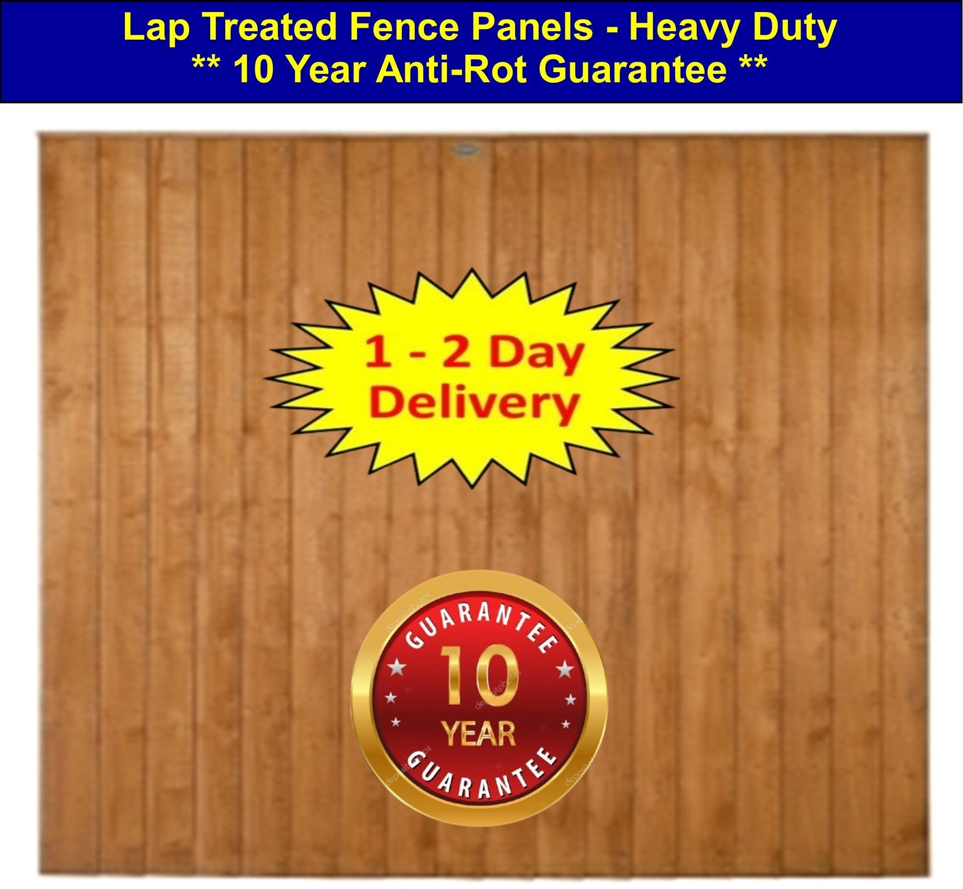 6ft x 5ft - Closeboard 10 Year Guarantee Fence Panel Heavy Duty Treated - (1.83m x 1.52m) I The Builders Merchant Group Ltd