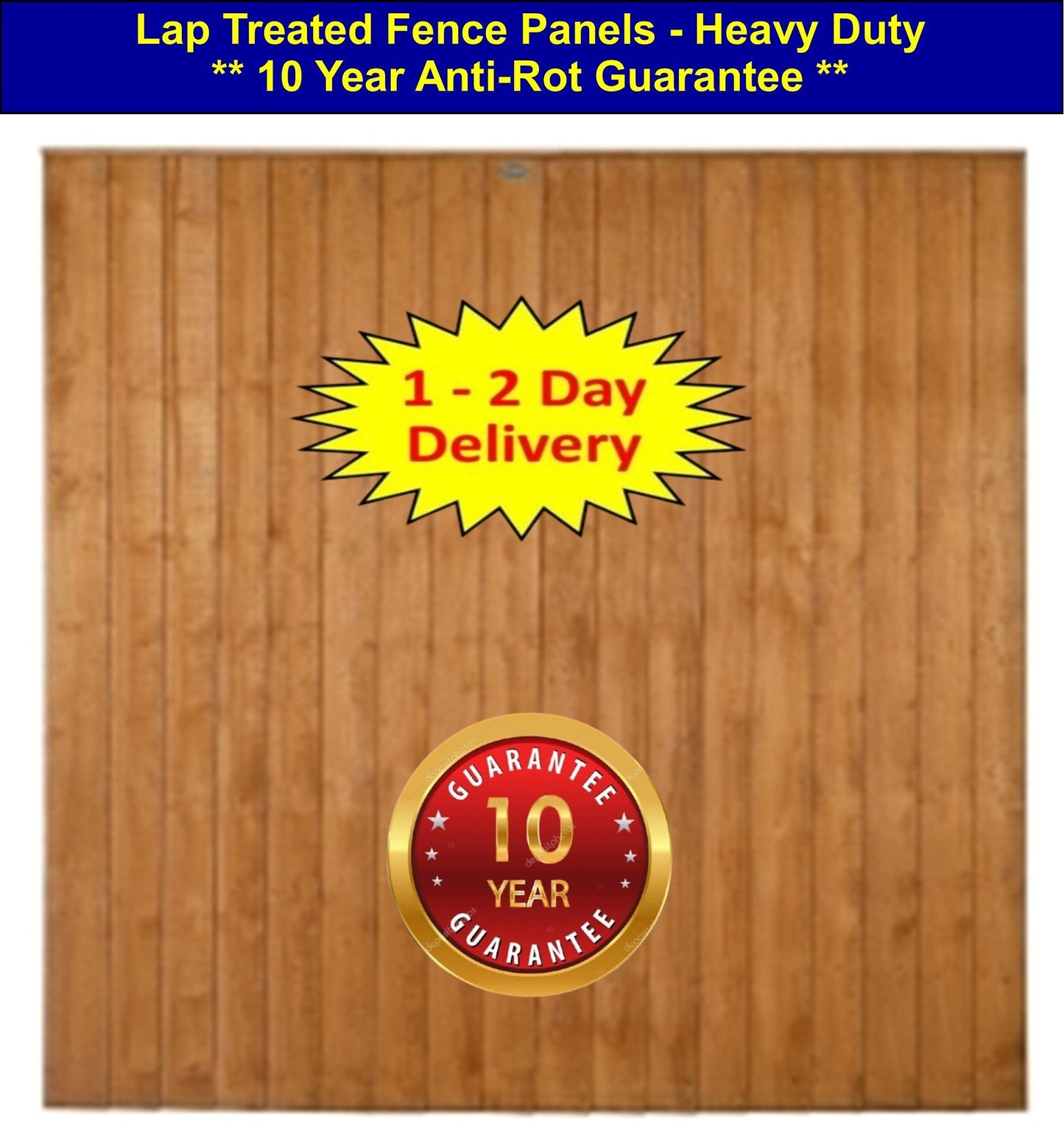 6ft x 6ft - Closeboard 10 Year Guarantee Fence Panel Heavy Duty Treated - (1.83m x 1.83m) I The Builders Merchant Group Ltd