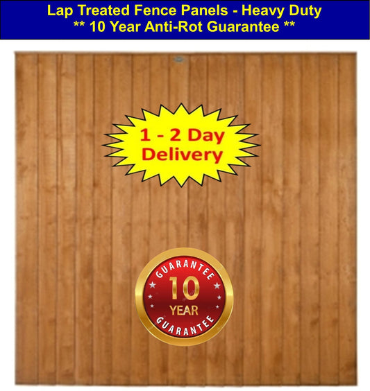 6ft x 6ft - Closeboard 10 Year Guarantee Fence Panel Heavy Duty Treated - (1.83m x 1.83m) I The Builders Merchant Group Ltd