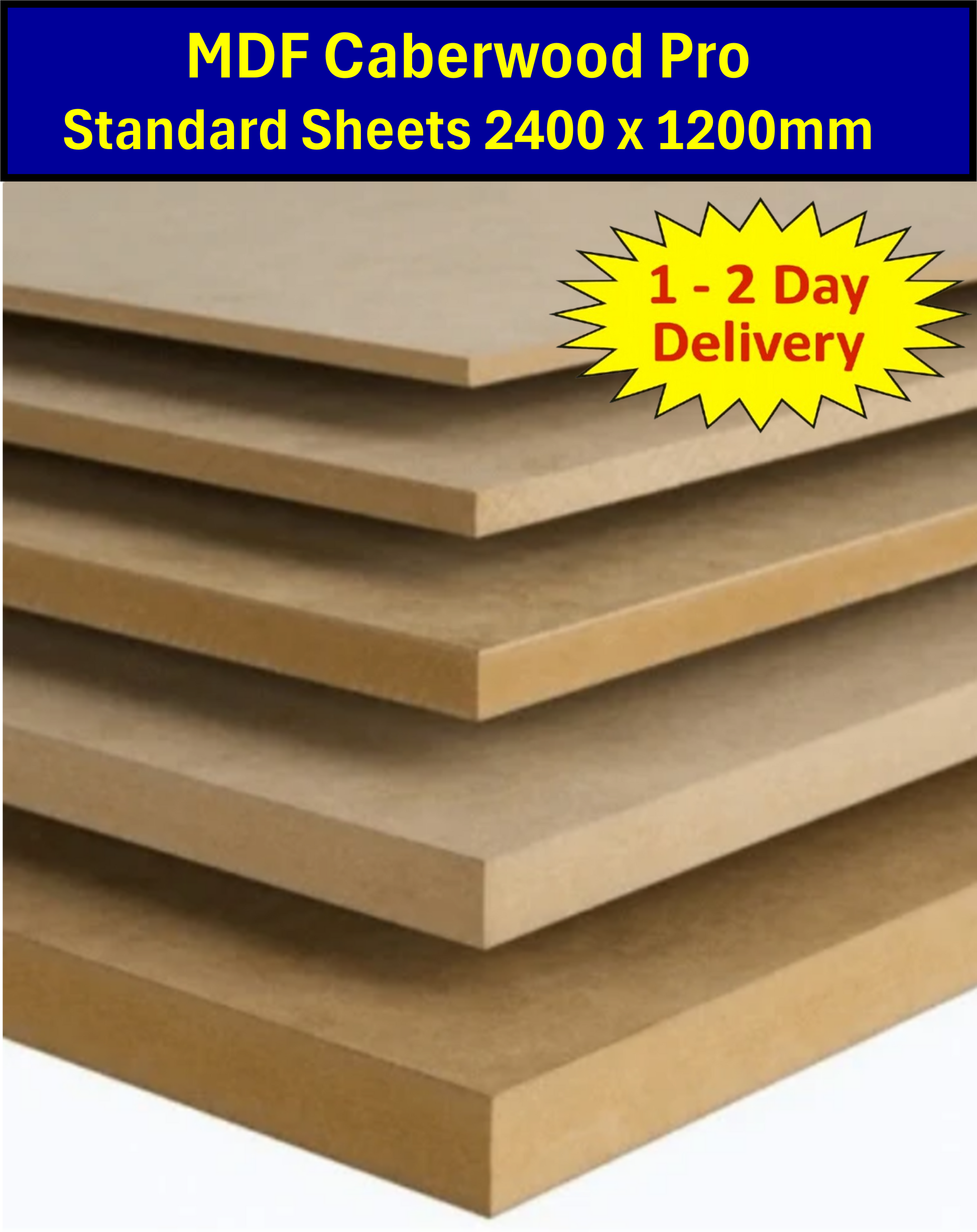 MDF Caberwood Sheets Standard Medium Density Fibreboard 2440 x 1220mm 6mm 9mm 12mm 18mm 25mm 8' x 4' | The Builders Merchant Group